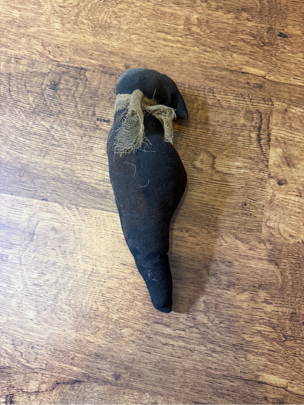 Black Fabric Decorative Bird with Burlap Bow - Home Accents